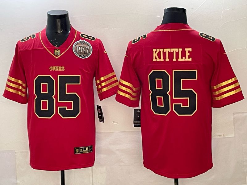 Men 2025 Nike San Francisco 49ers #85 Kittle Red gold Limited NFL Jersey 042